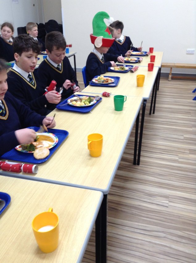 Image of Ash's Elf enjoys the school Christmas lunch!